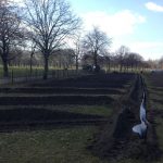 Groundworks in Victoria Park carried out by Bow Maintenance and Landscaping to create drainage, so that the grass would not become water logged.