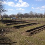 Groundworks in Victoria Park carried out by Bow Maintenance and Landscaping to create drainage, so that the grass would not become water logged.