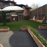 Hand made planters for Cubitt Town School, created by Bow Maintenance and Landscaping. Soil and plants also provided and planted by Bow Maintenance and Landscaping