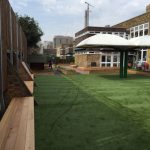 Hand made planters for Cubitt Town School, created by Bow Maintenance and Landscaping. Soil and plants also provided and planted by Bow Maintenance and Landscaping