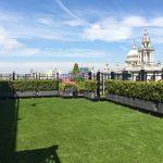 Artificial turf laid to created a beautiful low maintenance roof top garden and Vintners Hall