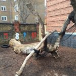 Complete removal of tree and construction of play equipment at Chisenhale School in East London, commissioned by LBTH